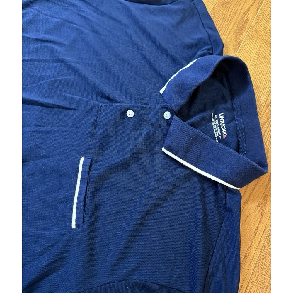 Untuckit Men's Performance Stretch S/S Pocket Polo Shirt Navy Blue 3XL  Preppy